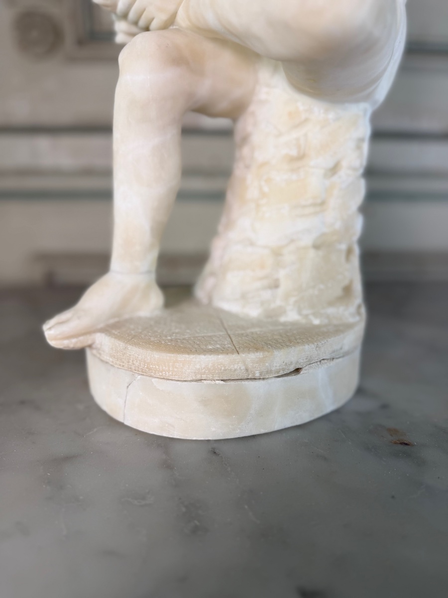 The Spinario, An Alabaster Sculpture Based On An Antique Model, Circa 1880-photo-5
