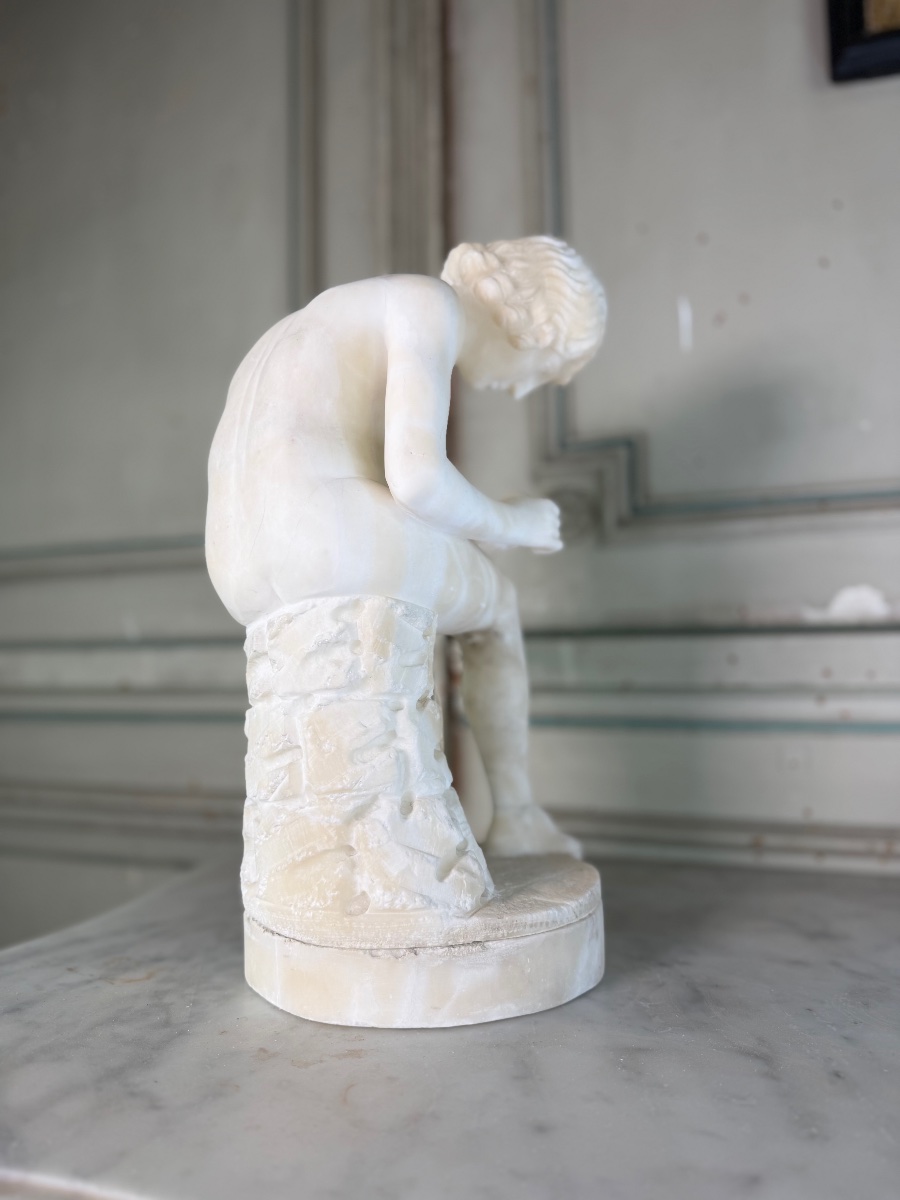 The Spinario, An Alabaster Sculpture Based On An Antique Model, Circa 1880-photo-7