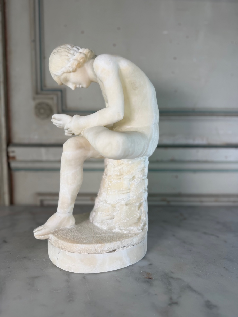 The Spinario, An Alabaster Sculpture Based On An Antique Model, Circa 1880