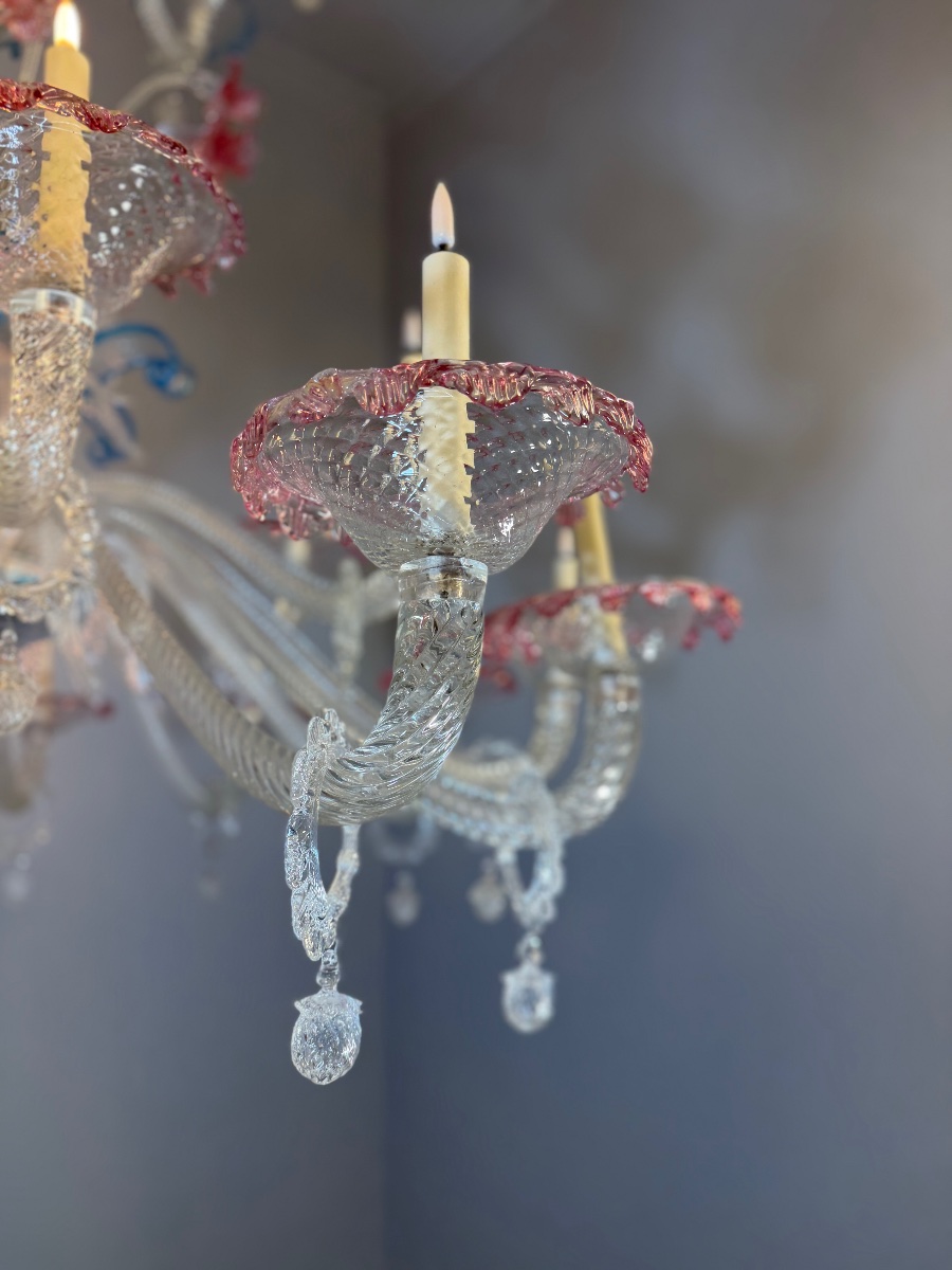 Large Venetian Chandelier Made Of Multicolored Murano Glass, Circa 1920-photo-4