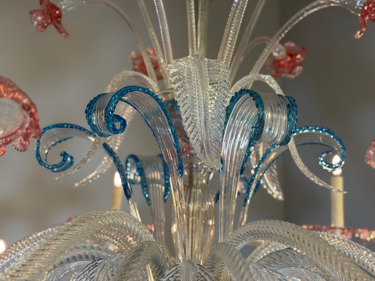 Large Venetian Chandelier Made Of Multicolored Murano Glass, Circa 1920-photo-2