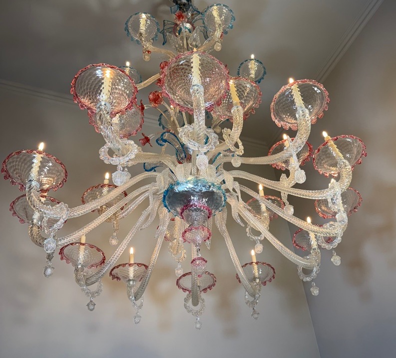 Large Venetian Chandelier Made Of Multicolored Murano Glass, Circa 1920-photo-3