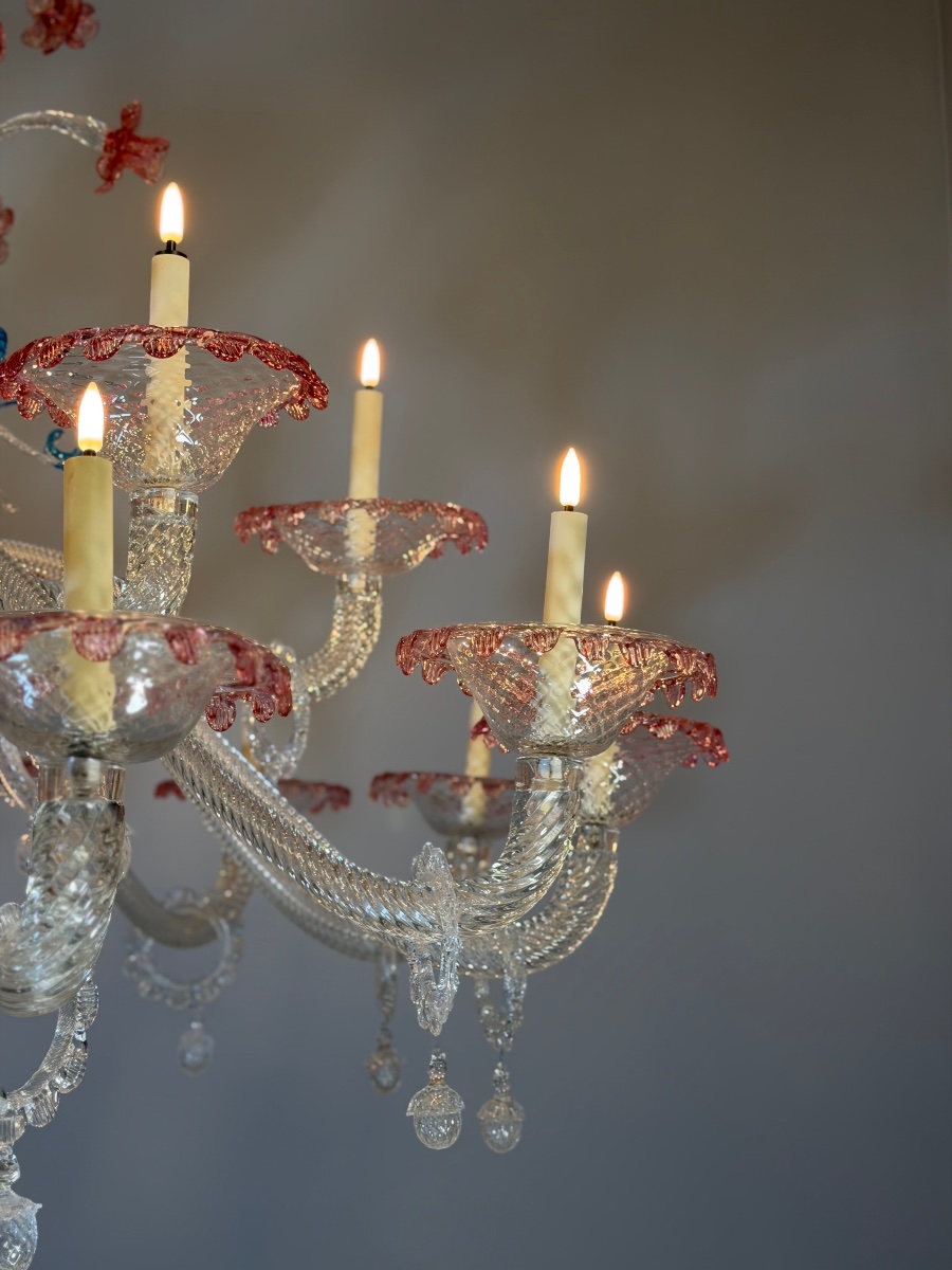 Large Venetian Chandelier Made Of Multicolored Murano Glass, Circa 1920-photo-5