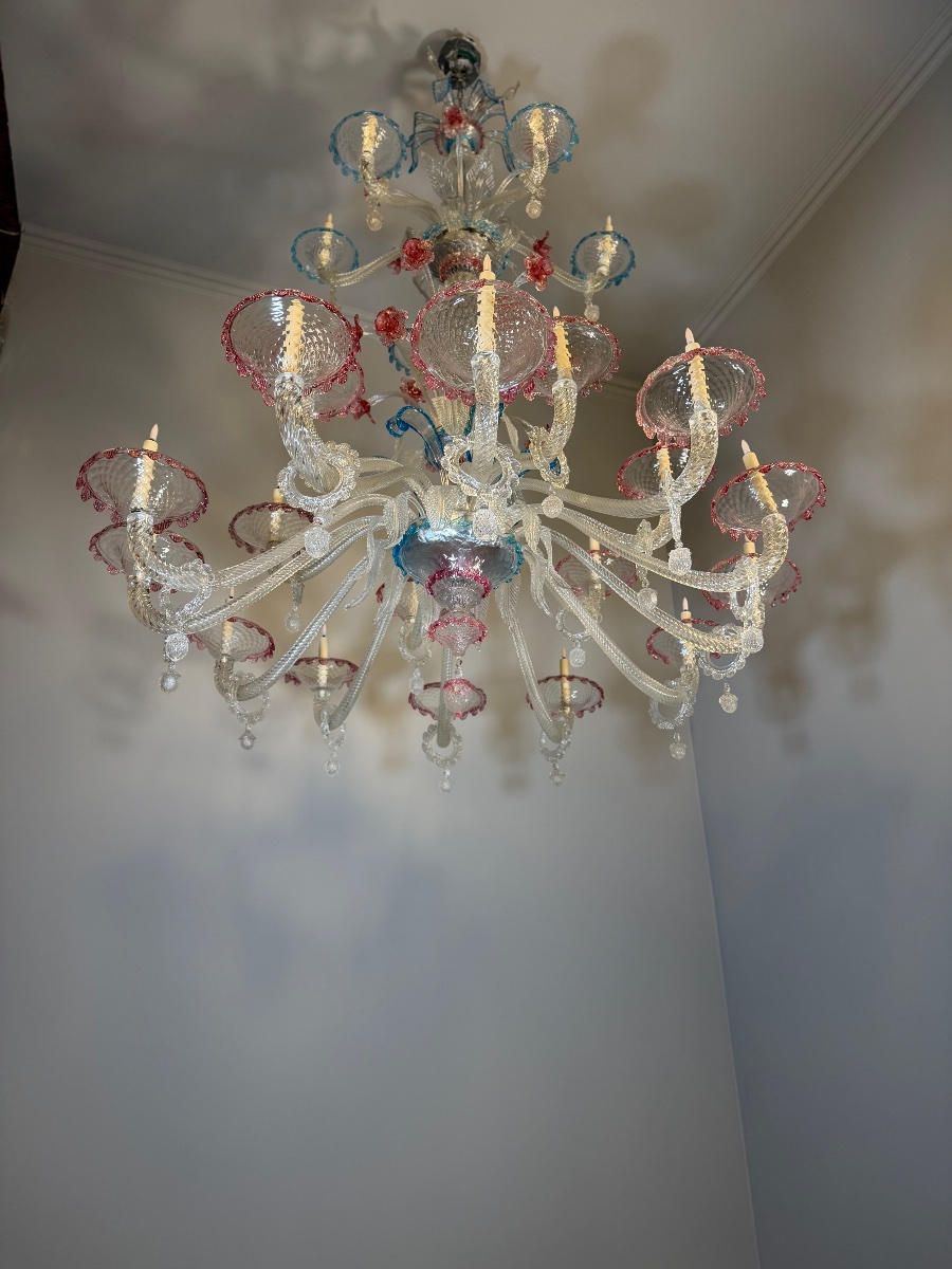 Large Venetian Chandelier Made Of Multicolored Murano Glass, Circa 1920-photo-6