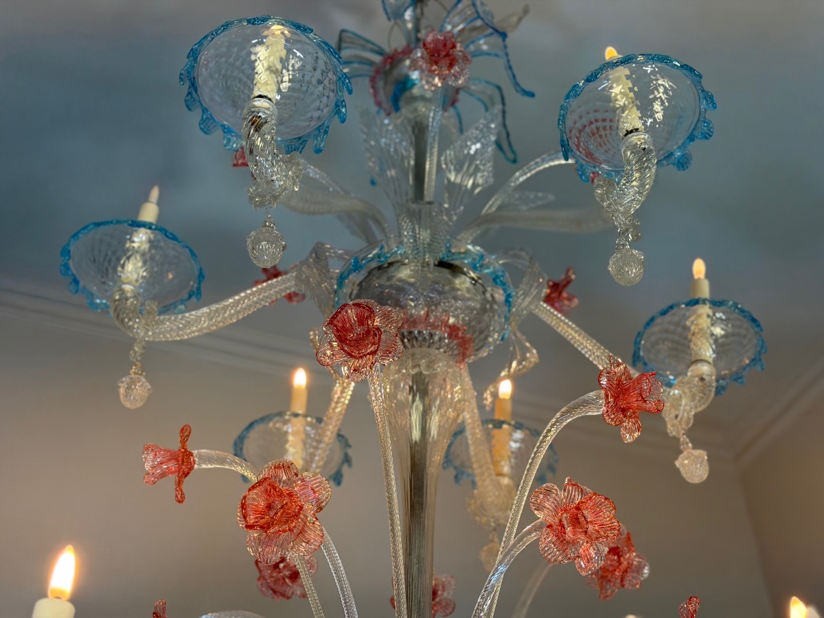 Large Venetian Chandelier Made Of Multicolored Murano Glass, Circa 1920-photo-8