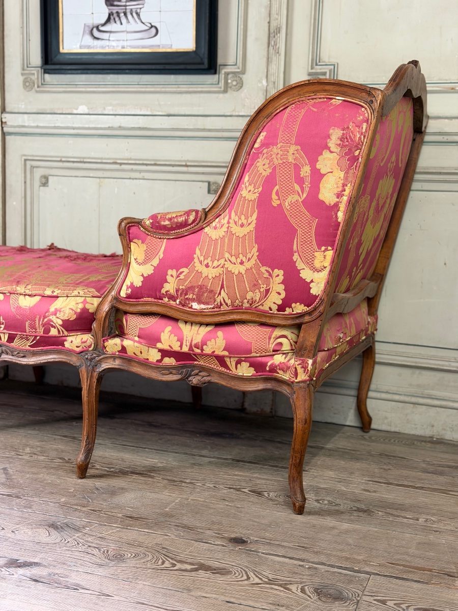 Louis XV Chaise Longue In Carved Wood, 18th Century-photo-2