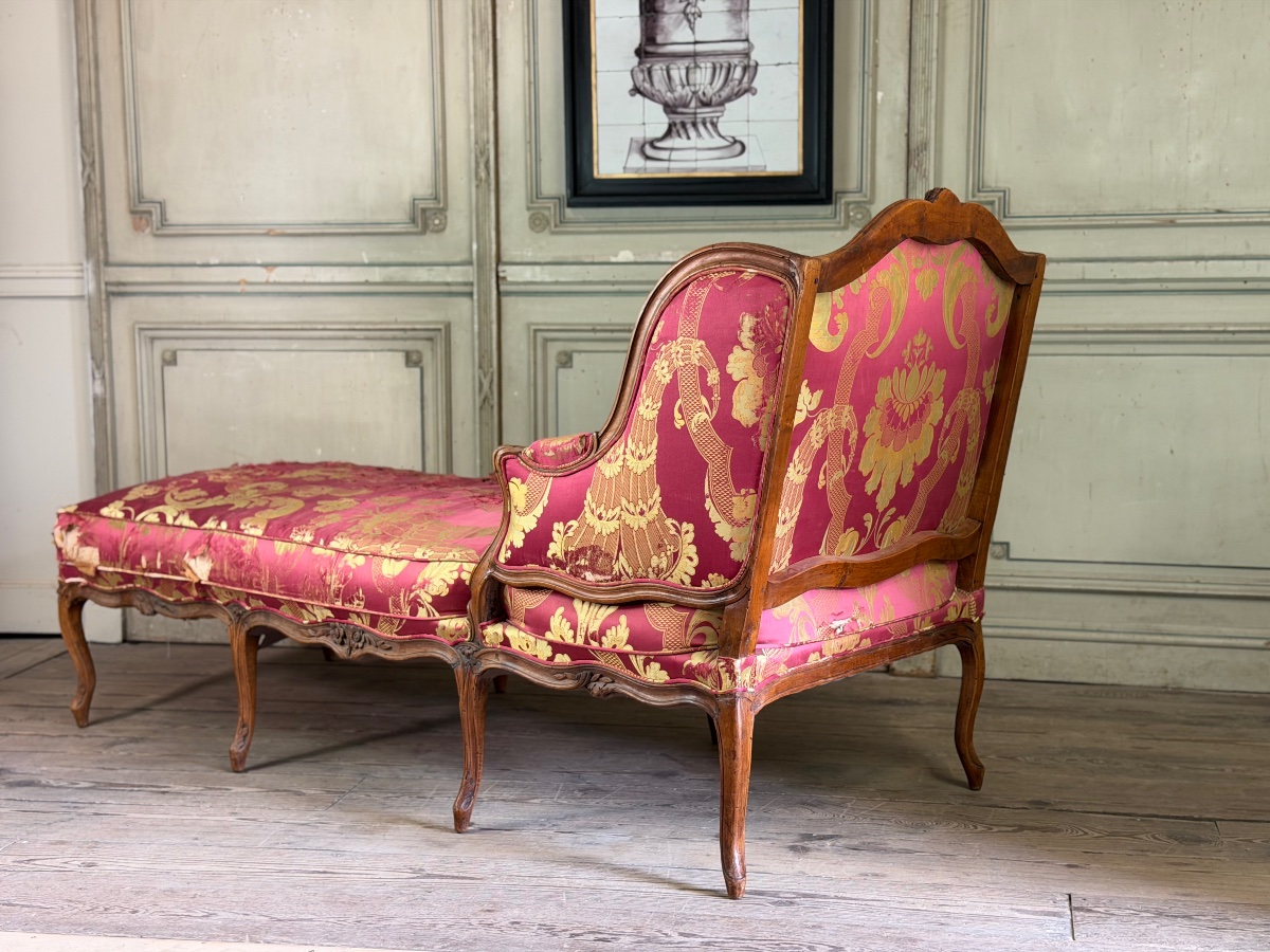 Louis XV Chaise Longue In Carved Wood, 18th Century-photo-3
