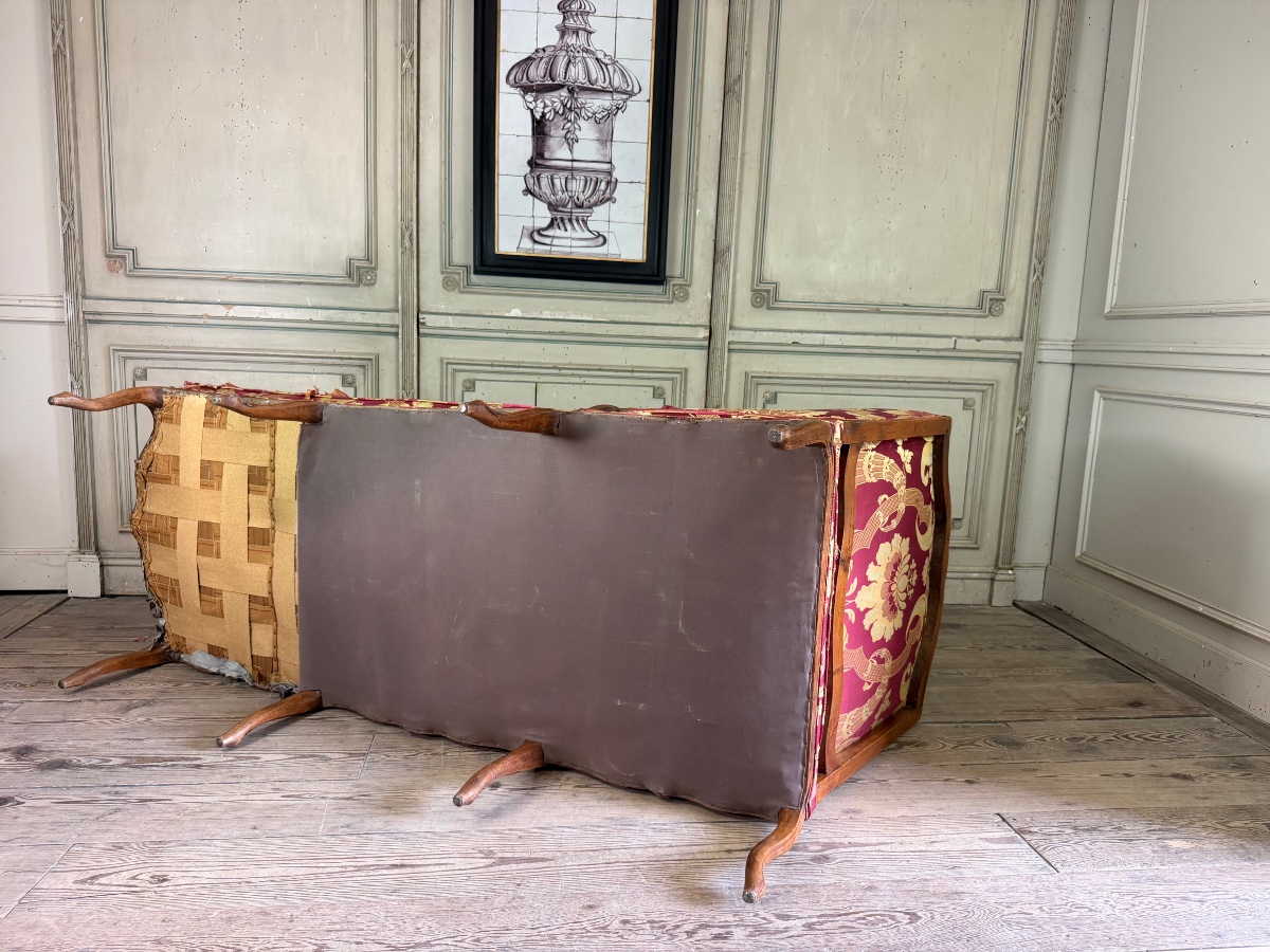 Louis XV Chaise Longue In Carved Wood, 18th Century-photo-1