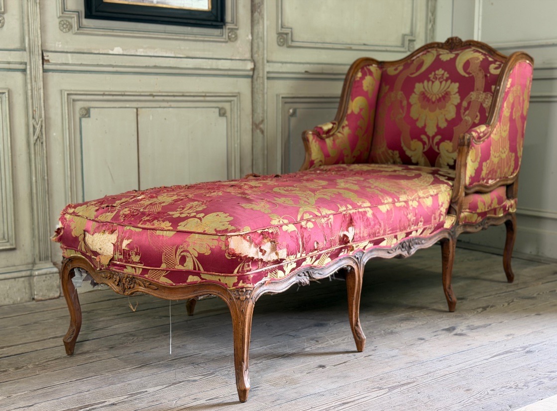 Louis XV Chaise Longue In Carved Wood, 18th Century-photo-2