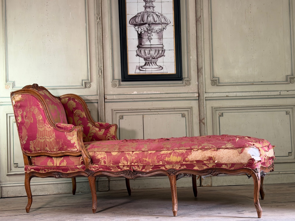 Louis XV Chaise Longue In Carved Wood, 18th Century-photo-4