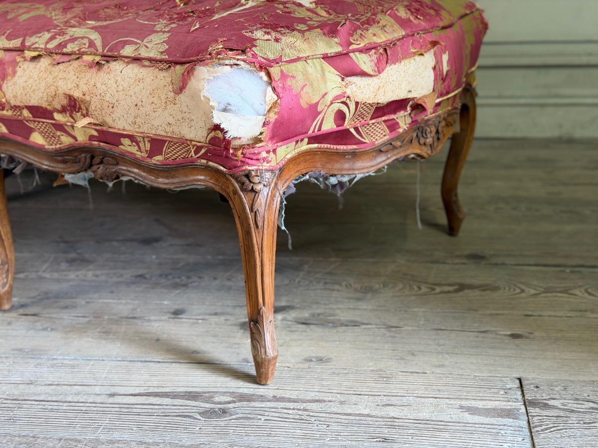 Louis XV Chaise Longue In Carved Wood, 18th Century-photo-5