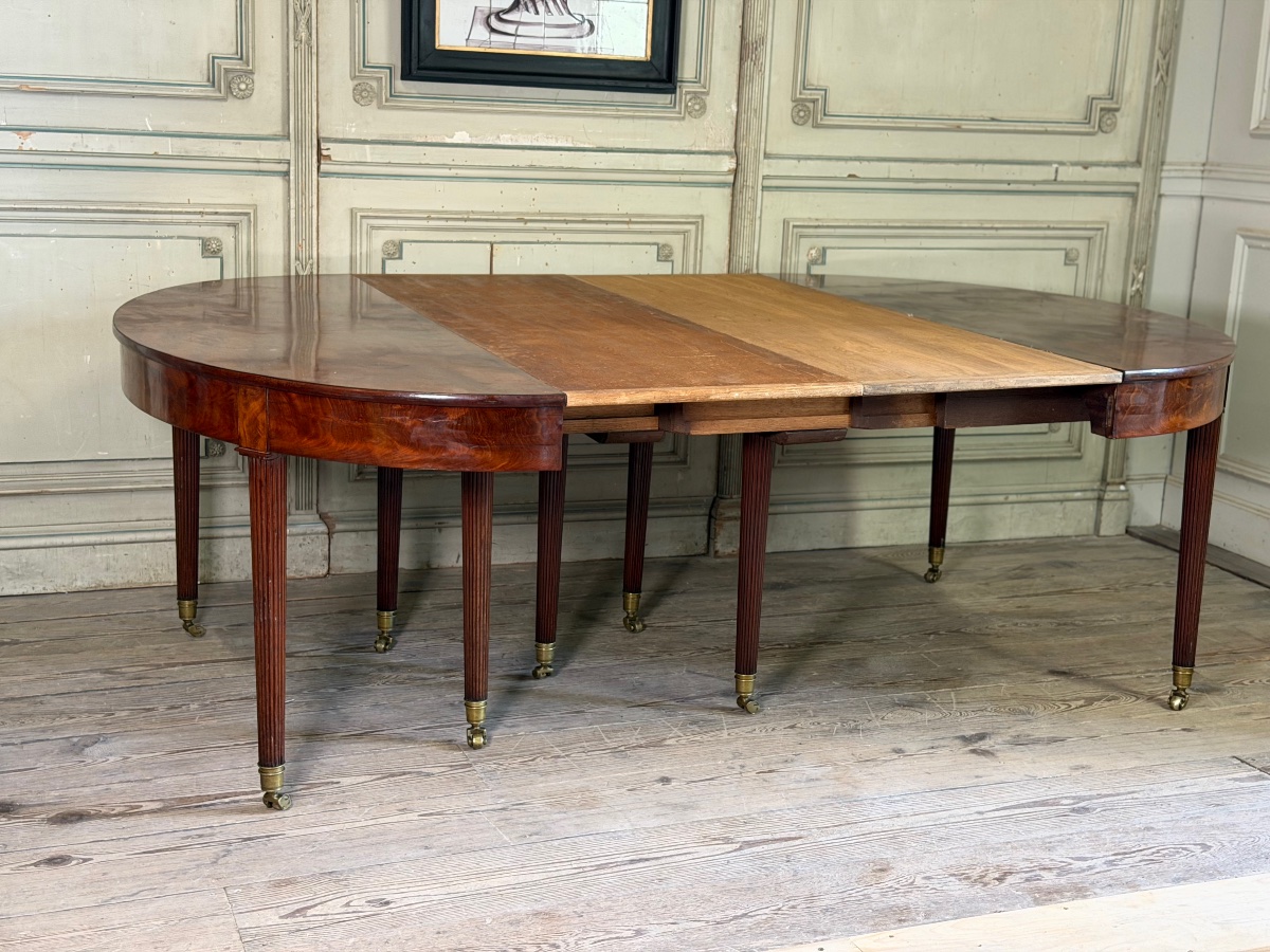 Table Louis XVI en acajou de Cuba, 9 pieds, environ 8m déployée, fin du XVIIIème siècle-photo-2