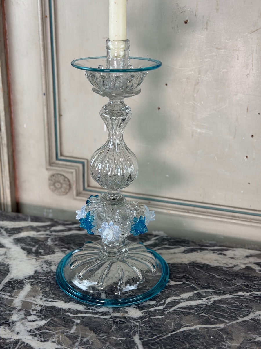 Bougeoir vénitien en verre de Murano, vers 1880-photo-2