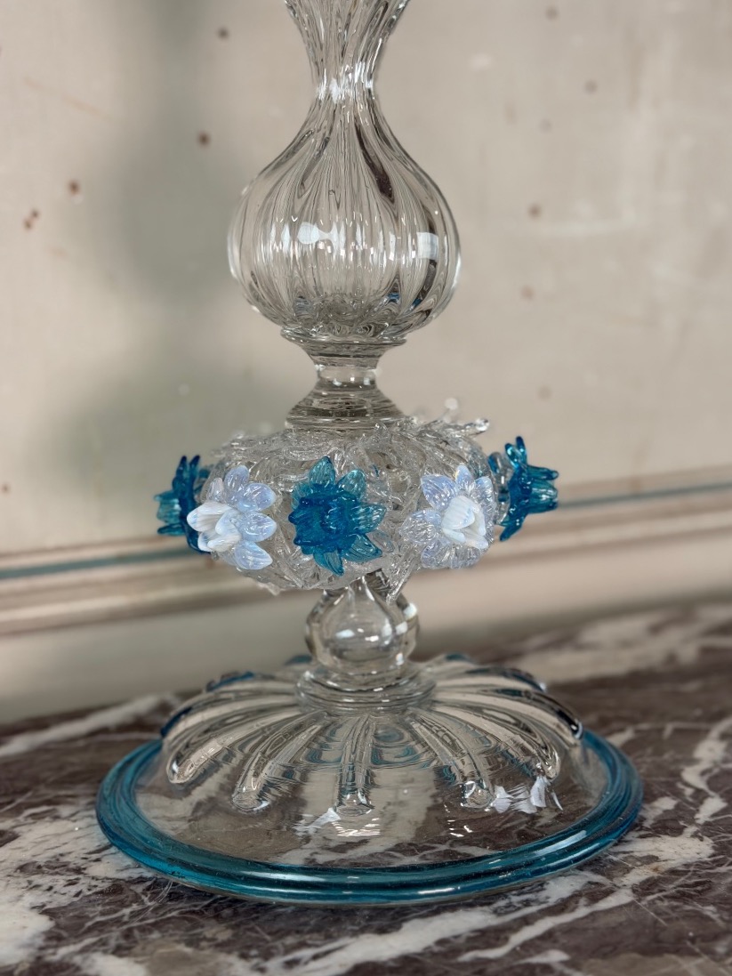 Bougeoir vénitien en verre de Murano, vers 1880-photo-3