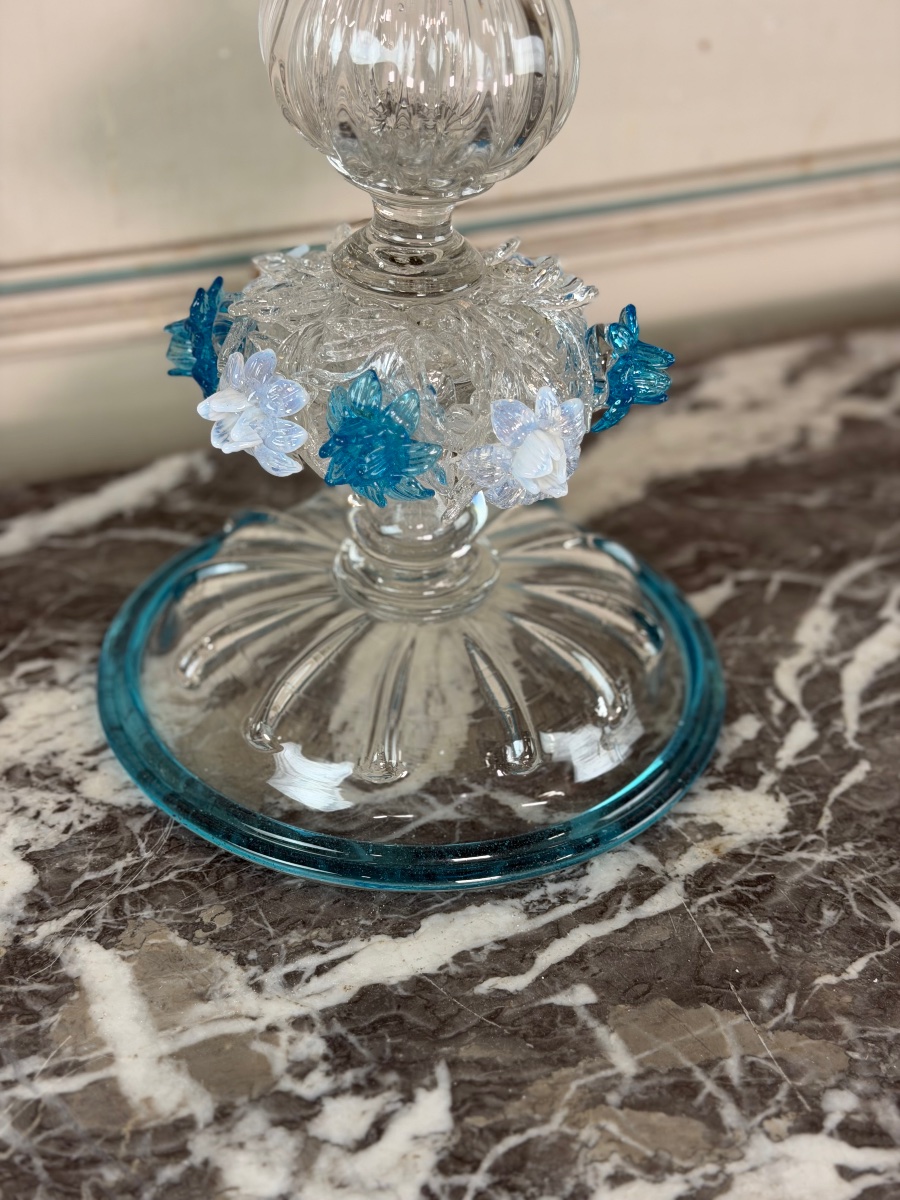 Bougeoir vénitien en verre de Murano, vers 1880-photo-4