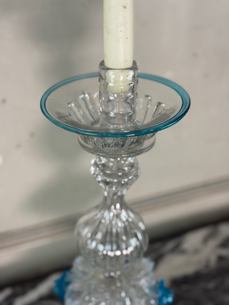 Bougeoir vénitien en verre de Murano, vers 1880-photo-1