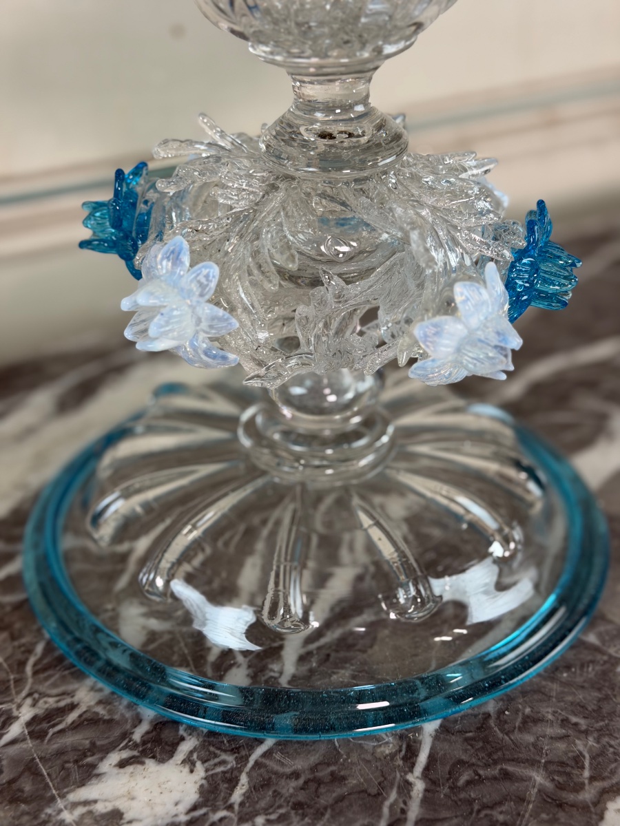 Bougeoir vénitien en verre de Murano, vers 1880-photo-2