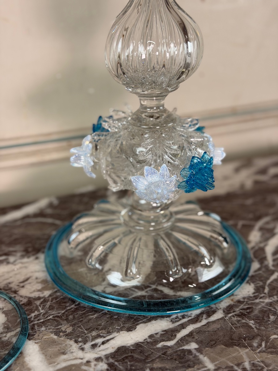 Bougeoir vénitien en verre de Murano, vers 1880-photo-3