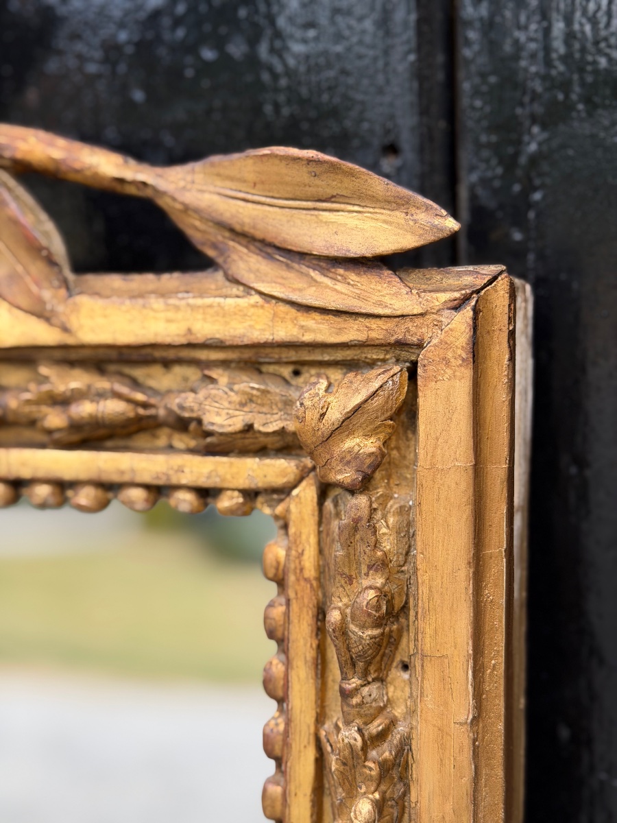 Louis XVI Mirror In Carved And Gilded Wood, 18th Century-photo-3