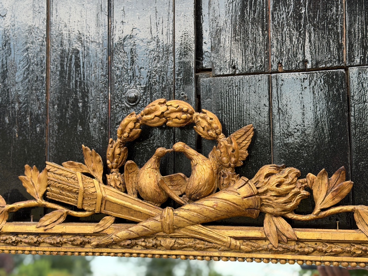 Louis XVI Mirror In Carved And Gilded Wood, 18th Century-photo-5