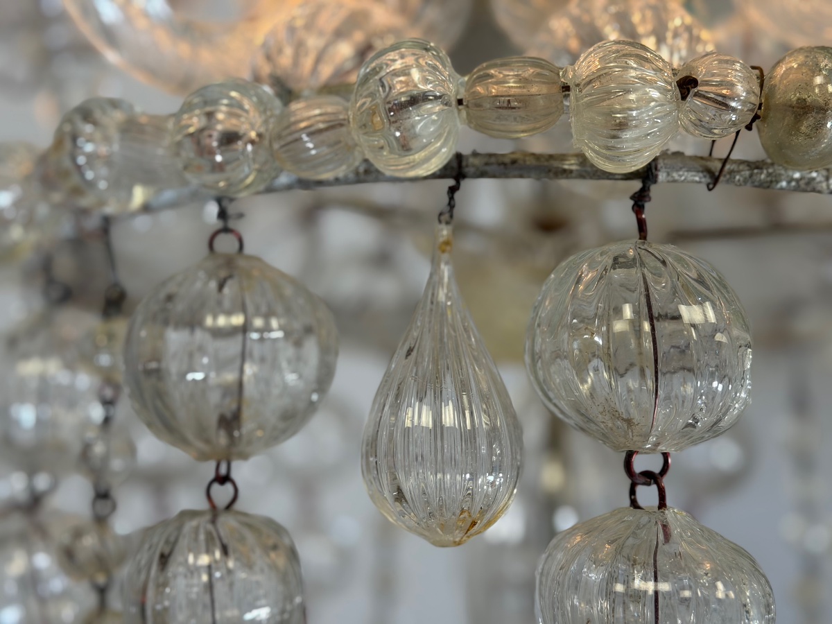 Venetian Murano Glass Bead Chandelier, Circa 1900 -photo-3