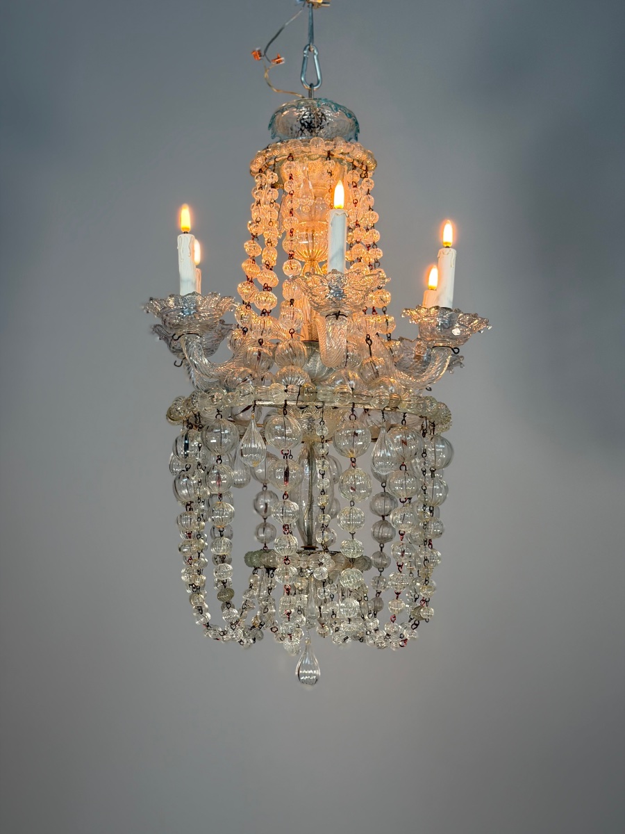 Venetian Murano Glass Bead Chandelier, Circa 1900 -photo-4