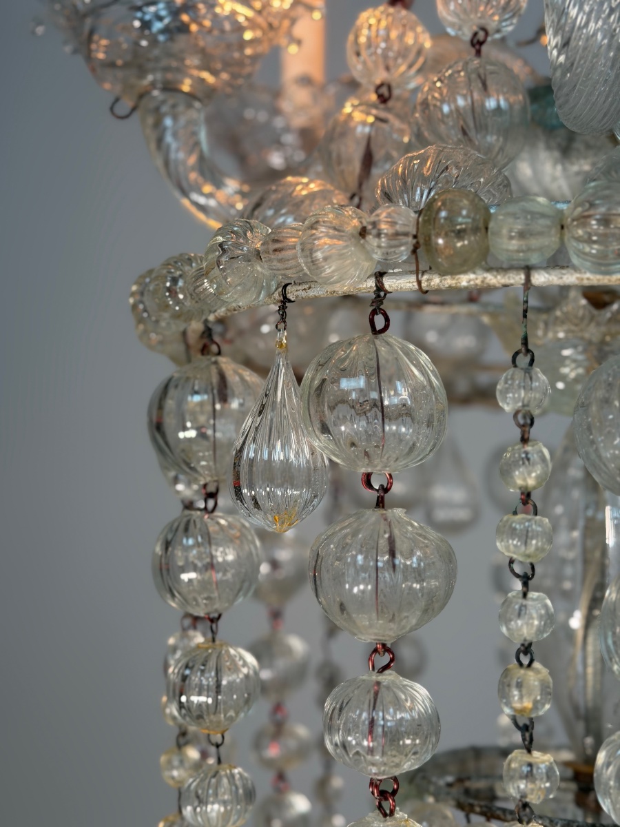 Venetian Murano Glass Bead Chandelier, Circa 1900 -photo-6