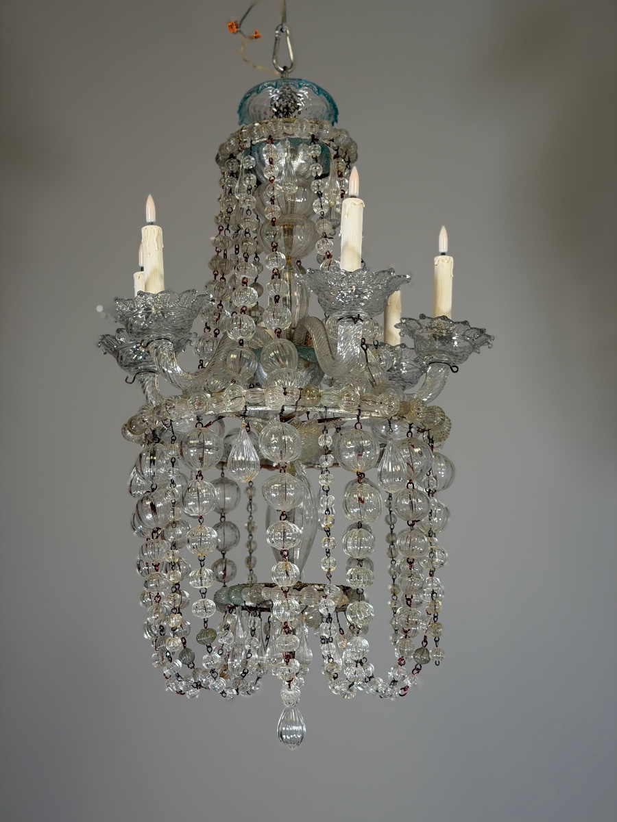 Venetian Murano Glass Bead Chandelier, Circa 1900 -photo-7