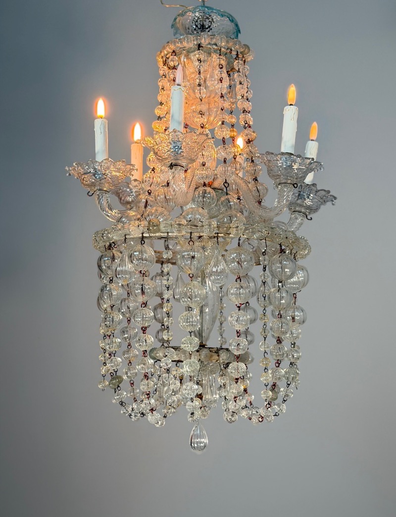 Venetian Murano Glass Bead Chandelier, Circa 1900 
