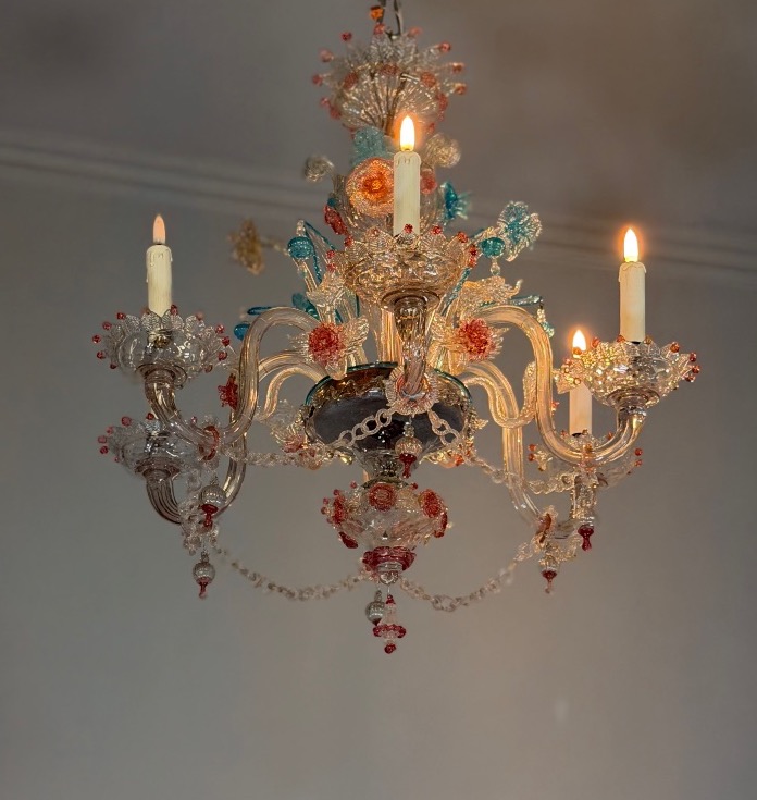 Multicolored Murano Glass Venetian Chandelier, Circa 1880-photo-6