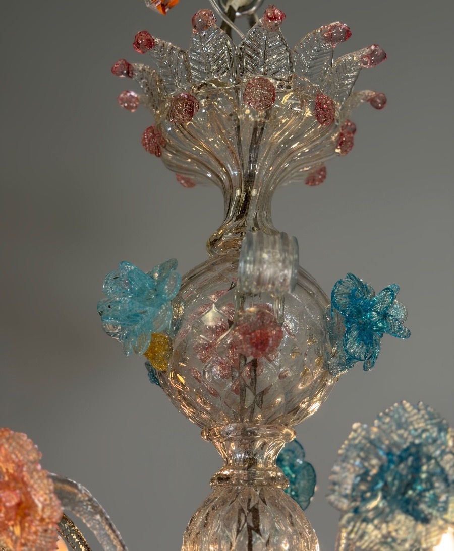 Multicolored Murano Glass Venetian Chandelier, Circa 1880-photo-7