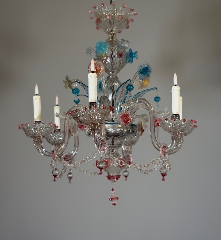 Multicolored Murano Glass Venetian Chandelier, Circa 1880-photo-8