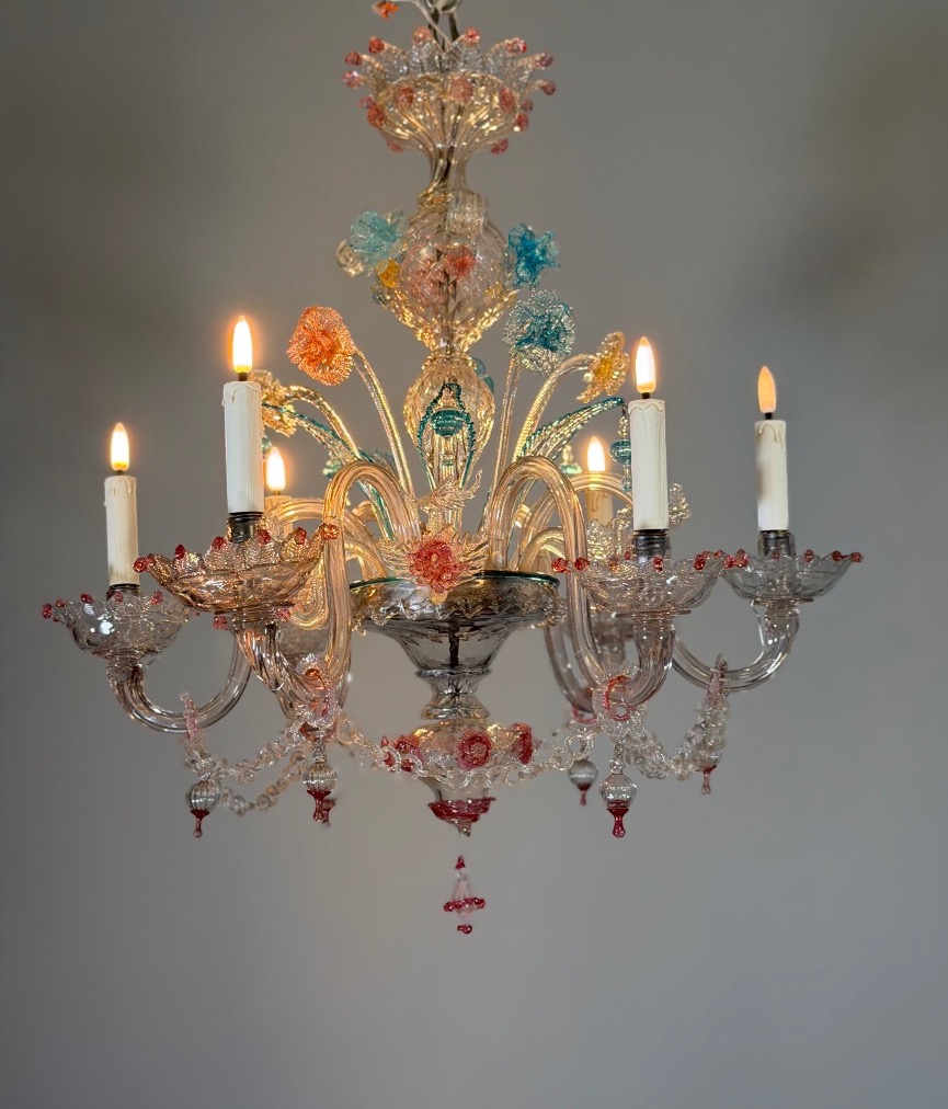 Multicolored Murano Glass Venetian Chandelier, Circa 1880