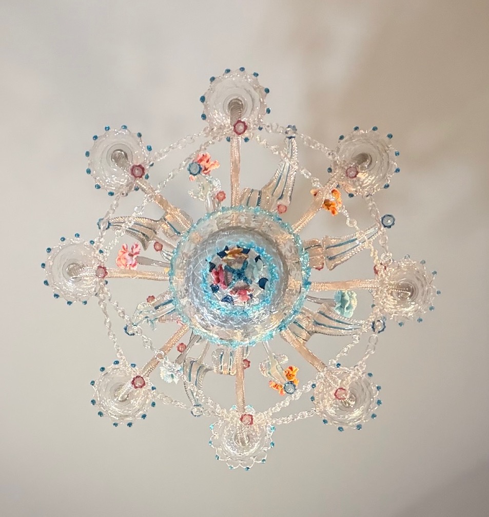 Multicolored Murano Glass Venetian Chandelier, With 8 Light Arms And Three Tiers Of Flowers And-photo-1