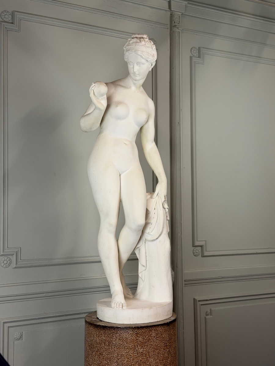  Venus With An Apple, Based On Bertel Thorvaldsen’s Model, In Cast  Marble, 20th Century 