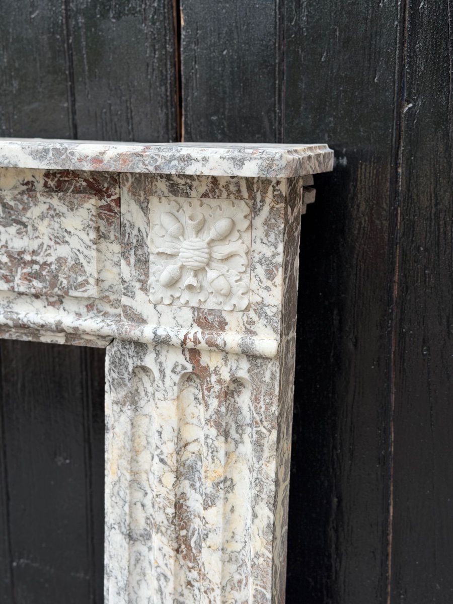 Louis XVI Fireplace Made Of Gray Ardennes Marble, Late 18th Century-photo-2