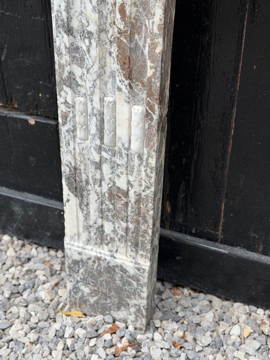 Louis XVI Fireplace Made Of Gray Ardennes Marble, Late 18th Century-photo-3