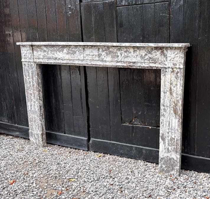 Louis XVI Fireplace Made Of Gray Ardennes Marble, Late 18th Century-photo-4