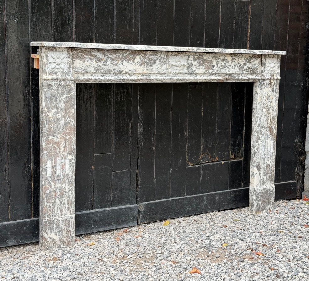 Louis XVI Fireplace Made Of Gray Ardennes Marble, Late 18th Century-photo-6