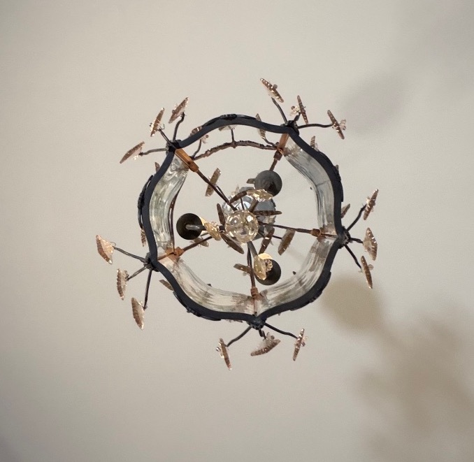 Louis XV-style Lantern In Blackened Brass,  Cut-glass Pendants, Circa 1900-photo-5