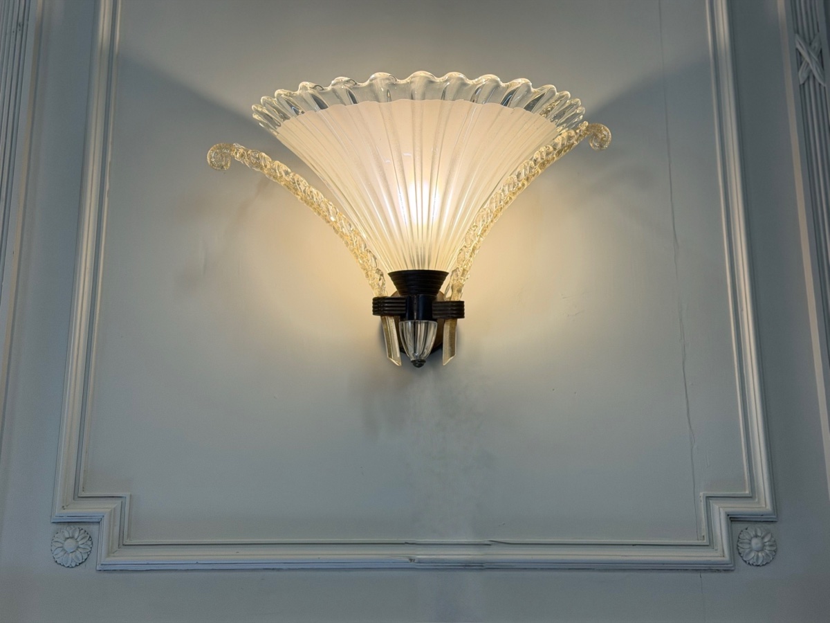 Paire d’appliques vénitiennes en verre de Murano par Seguso, vers 1930-photo-3