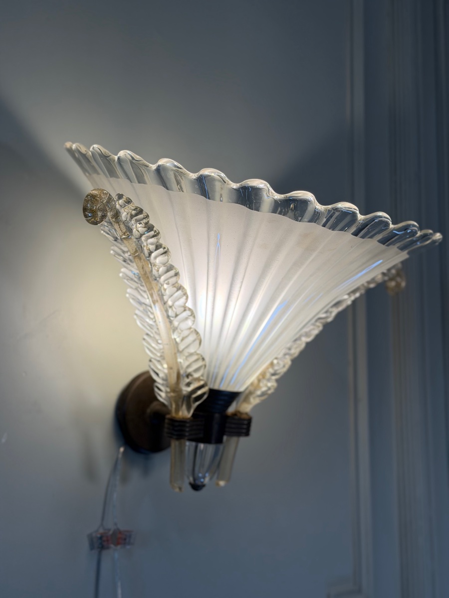 Paire d’appliques vénitiennes en verre de Murano par Seguso, vers 1930-photo-2