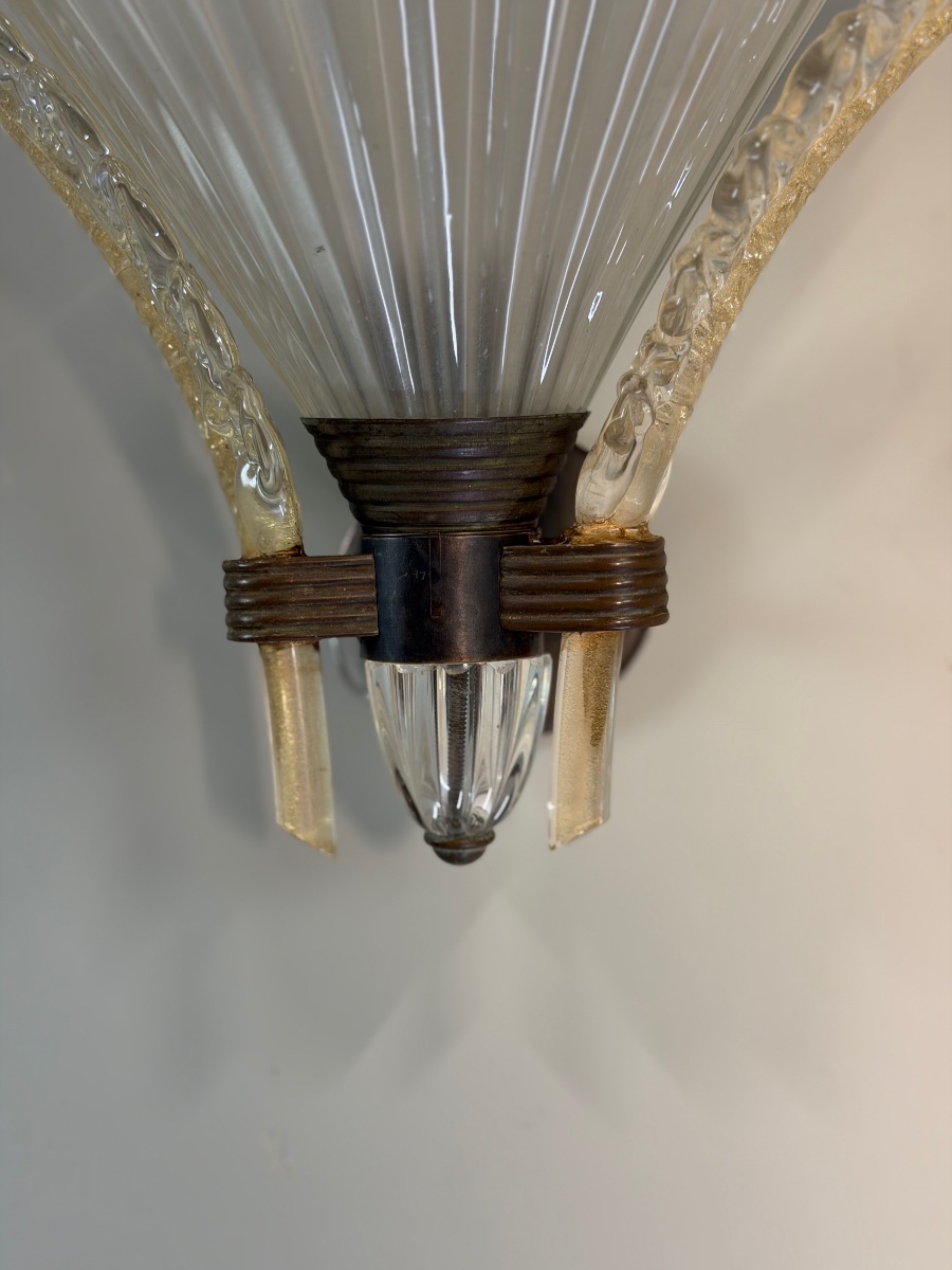 Paire d’appliques vénitiennes en verre de Murano par Seguso, vers 1930-photo-5