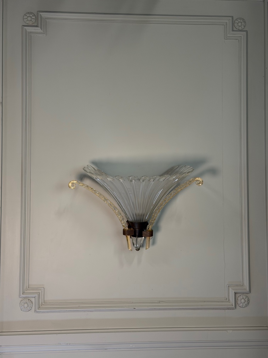 Paire d’appliques vénitiennes en verre de Murano par Seguso, vers 1930-photo-7