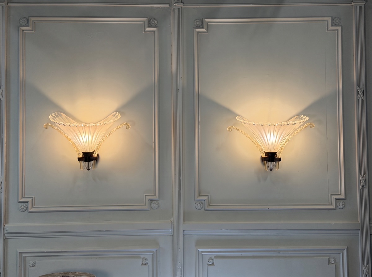 Paire d’appliques vénitiennes en verre de Murano par Seguso, vers 1930