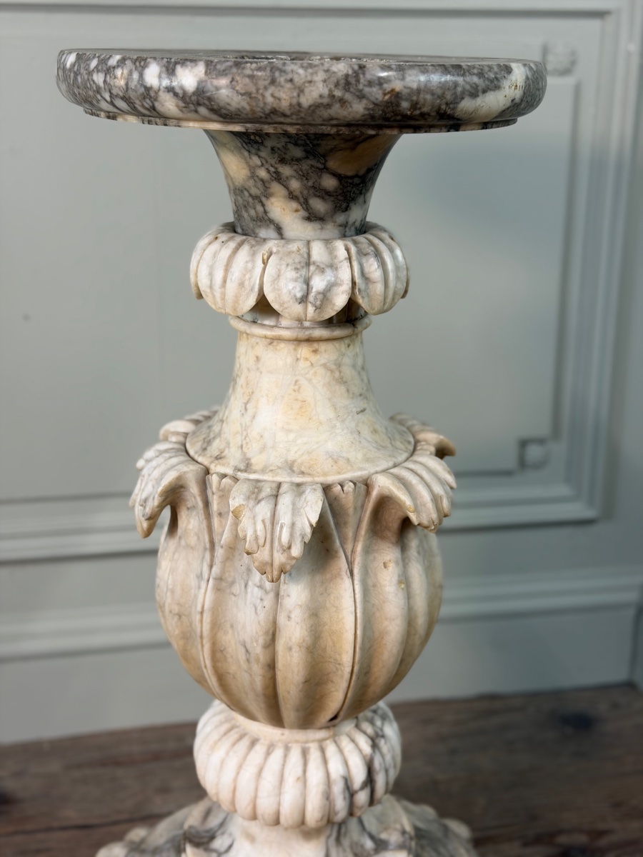 Socle en albâtre sculpté, Italie vers 1880-photo-4