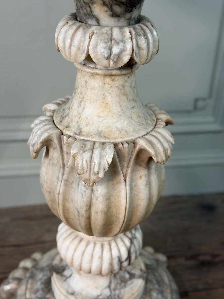 Socle en albâtre sculpté, Italie vers 1880-photo-2