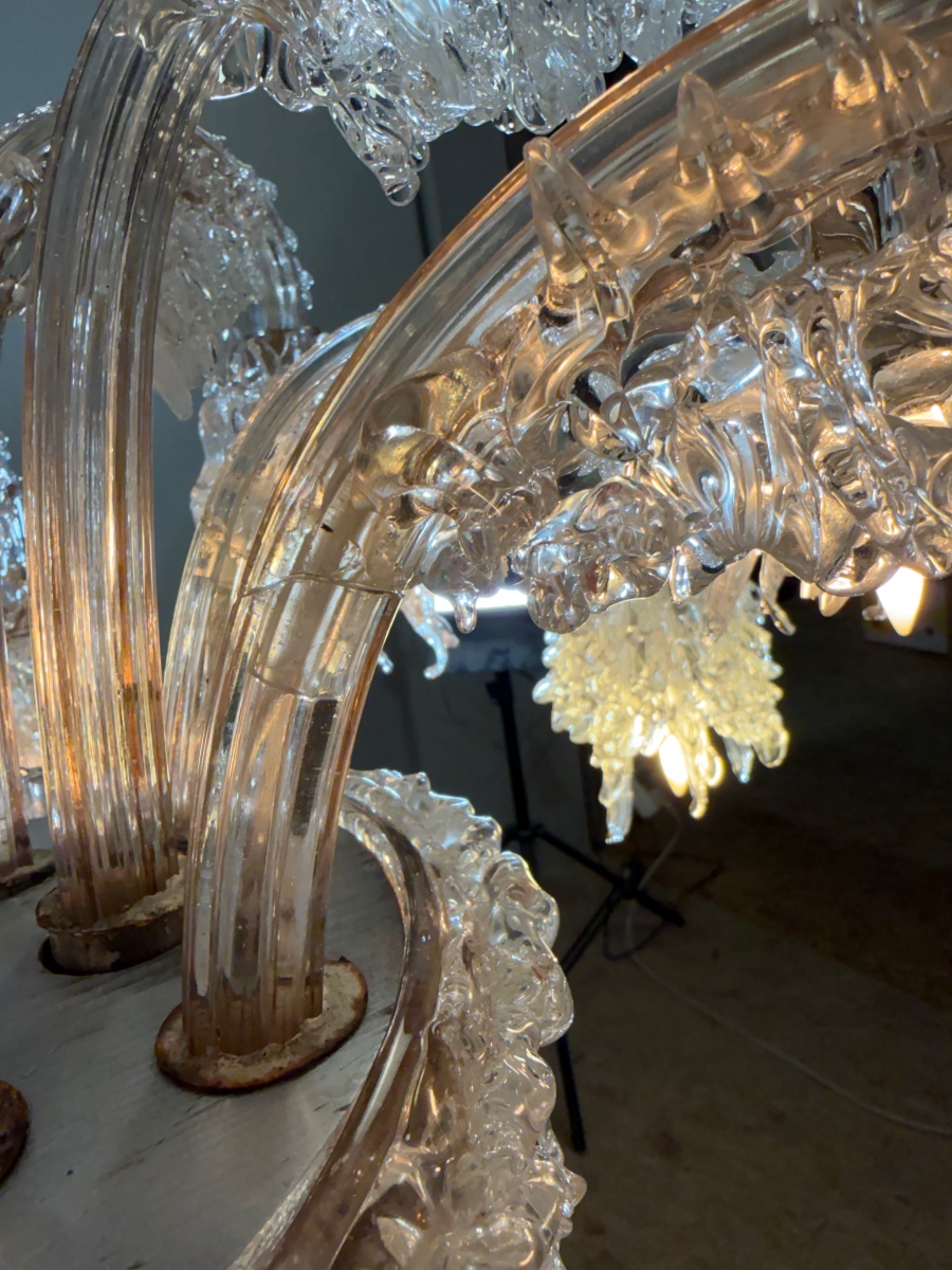 “hiverno” Chandelier, Model No. 136, F.lli Toso, 12 Light Arms, 1924-photo-4