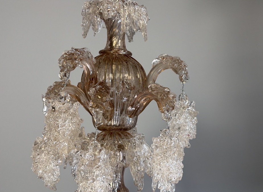 “hiverno” Chandelier, Model No. 136, F.lli Toso, 12 Light Arms, 1924-photo-1