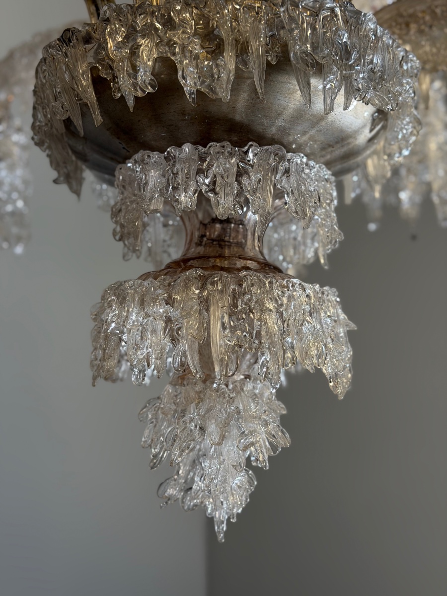 “hiverno” Chandelier, Model No. 136, F.lli Toso, 12 Light Arms, 1924-photo-5